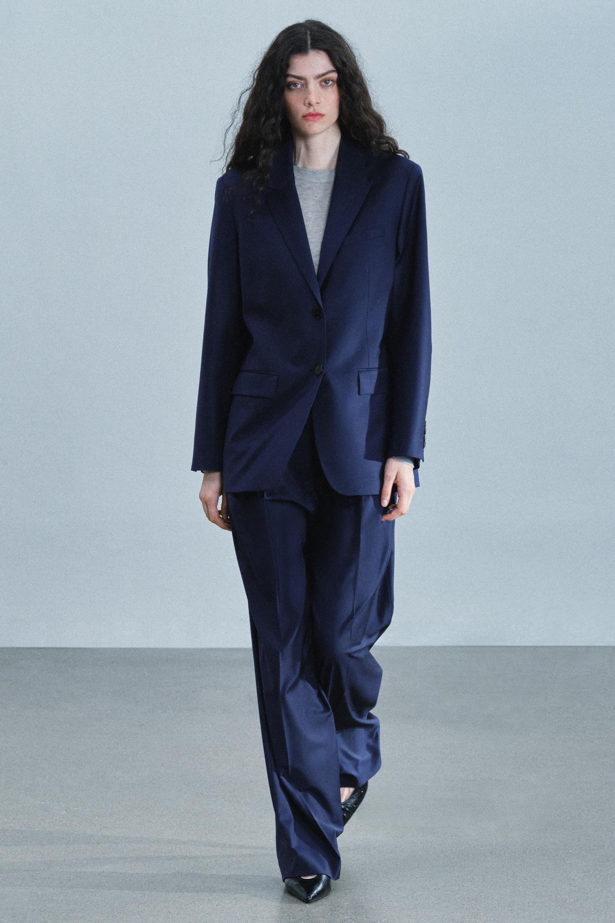 ZW COLLECTION WOOL-BLEND STRAIGHT-FIT BLAZER